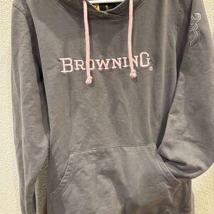 Browning Gray Hoodie with Pink Accents